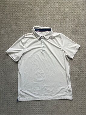Men's White Performance Polo with Contrast Collar Trim